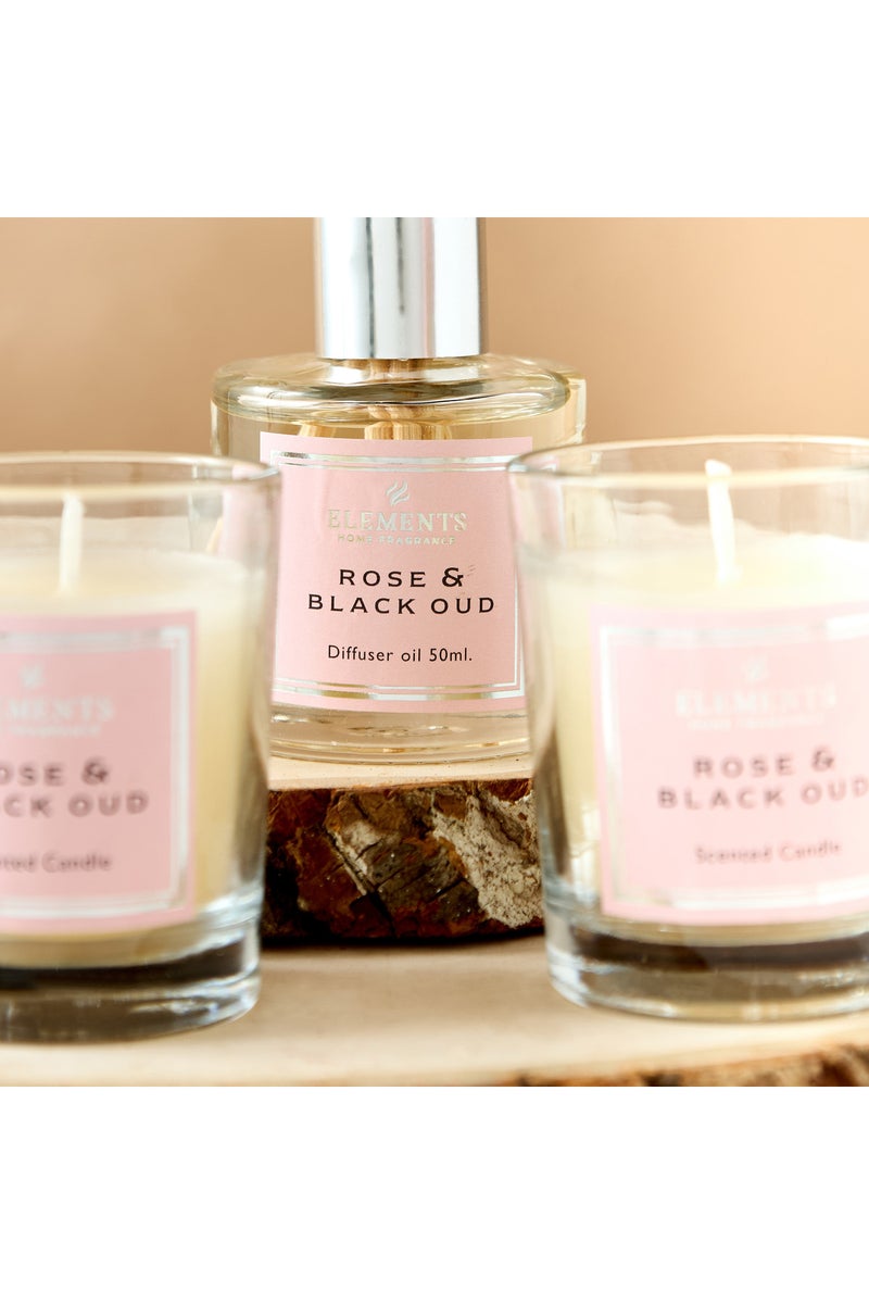 LIFESTYLE مجموعة هدايا معطر الهواء بالعود الوردي والأسود و شمعة في وعاء - Image 4